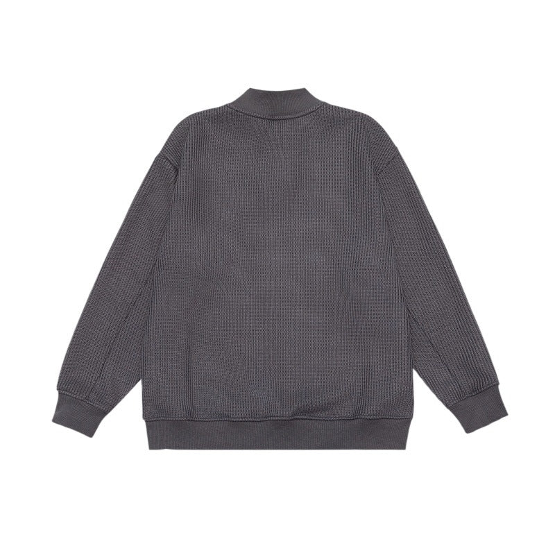 Unisex Fine Structured Mockneck Sweatshirt with Half Zip and Integrated Placket Mune Fashion