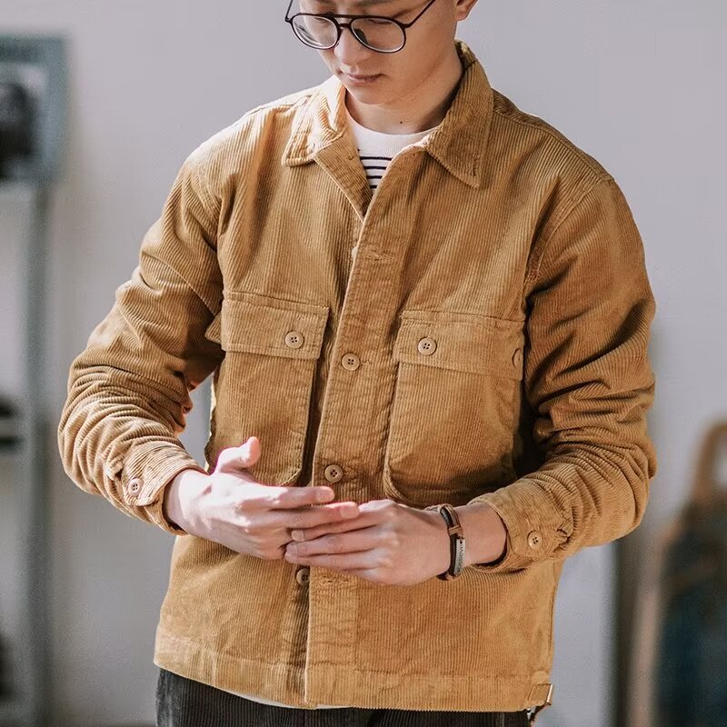 Men's Robust Cord Overshirt in Worker Look with Applied Flap Pockets Mune Fashion