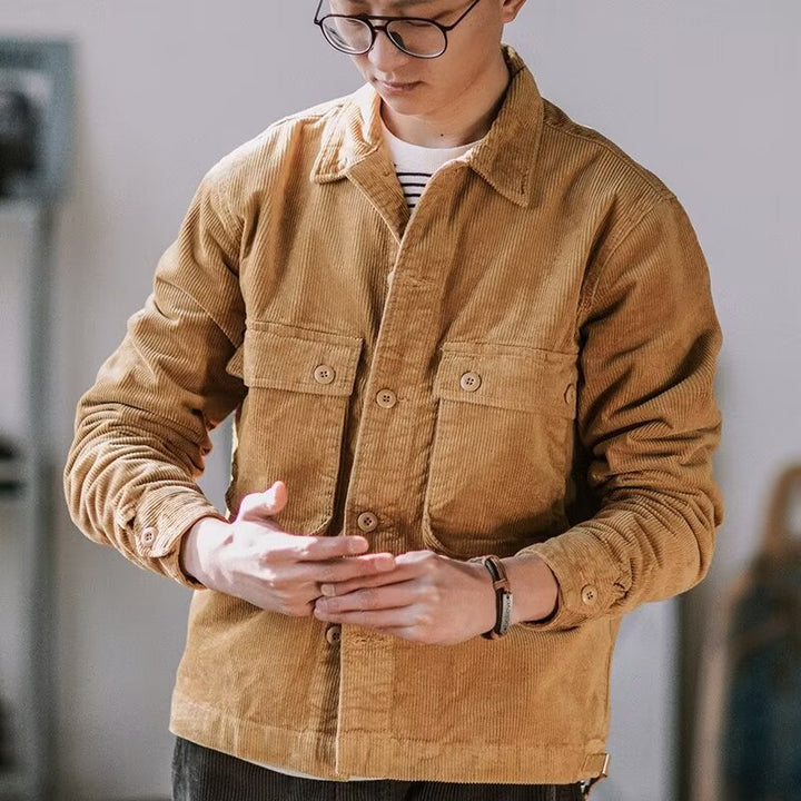 Men's Robust Cord Overshirt in Worker Look with Applied Flap Pockets Mune Fashion