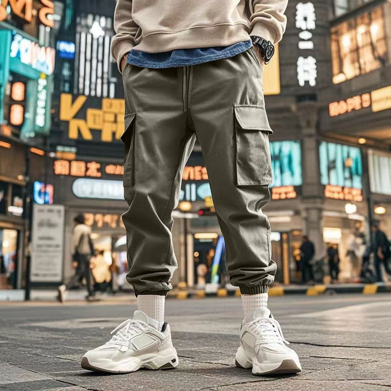 Men's Tapered Cargo Joggers with Drawstring, Patch Flap Pockets and Elastic Cuffs Mune Fashion