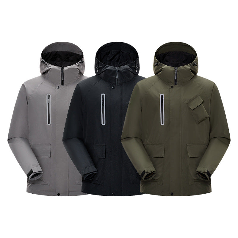 Men's Technical Rain Softshell Jacket with Hood, Sealed Seams and Tactical Pockets Mune Fashion
