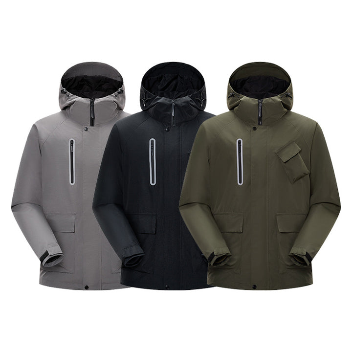 Men's Technical Rain Softshell Jacket with Hood, Sealed Seams and Tactical Pockets Mune Fashion