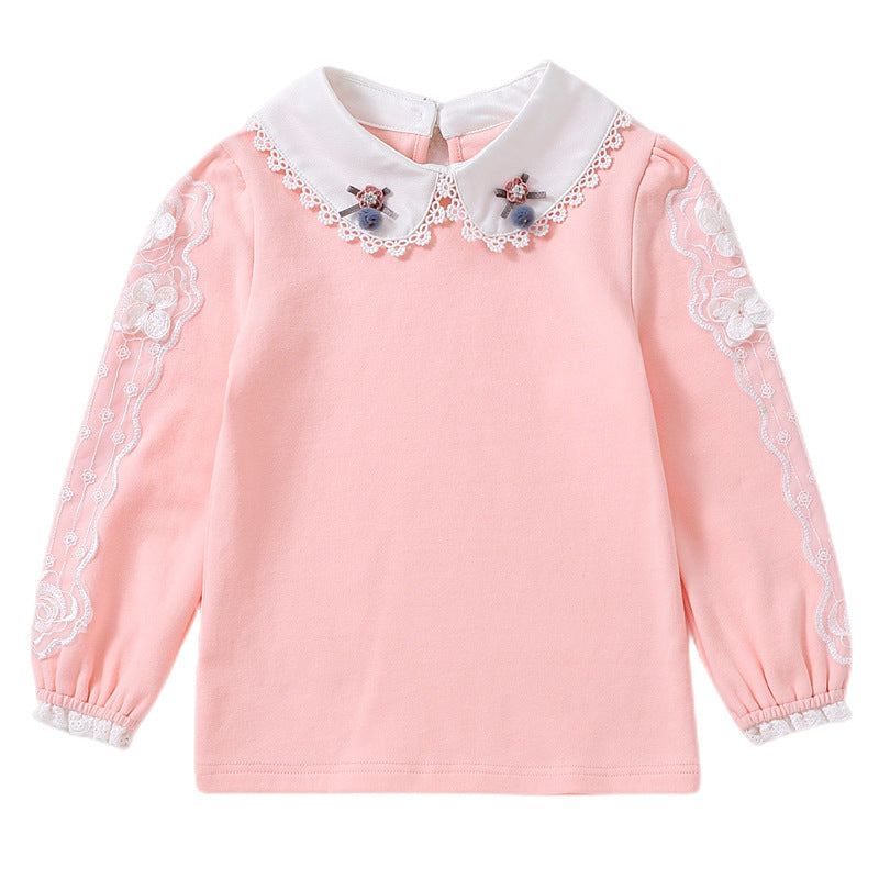 Girls blouse with elegant lace collar and delicate accents Mune Fashion