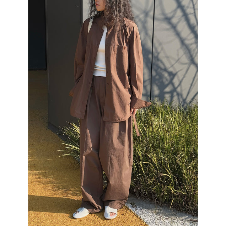Women's Relaxed Shirt Jacket in Boxy Cut with Stand Collar and Chest Pocket Mune Fashion