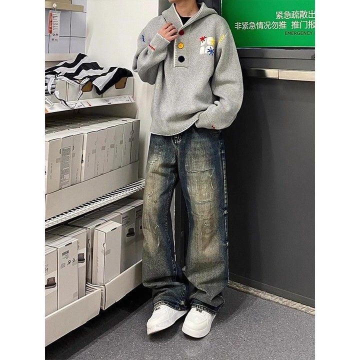 Men's hoodie with colorful appliqués Mune Fashion