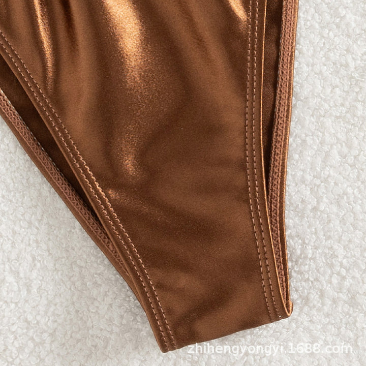 Ladies triangle bikini with high-quality shiny material and adjustable side ties Mune Fashion
