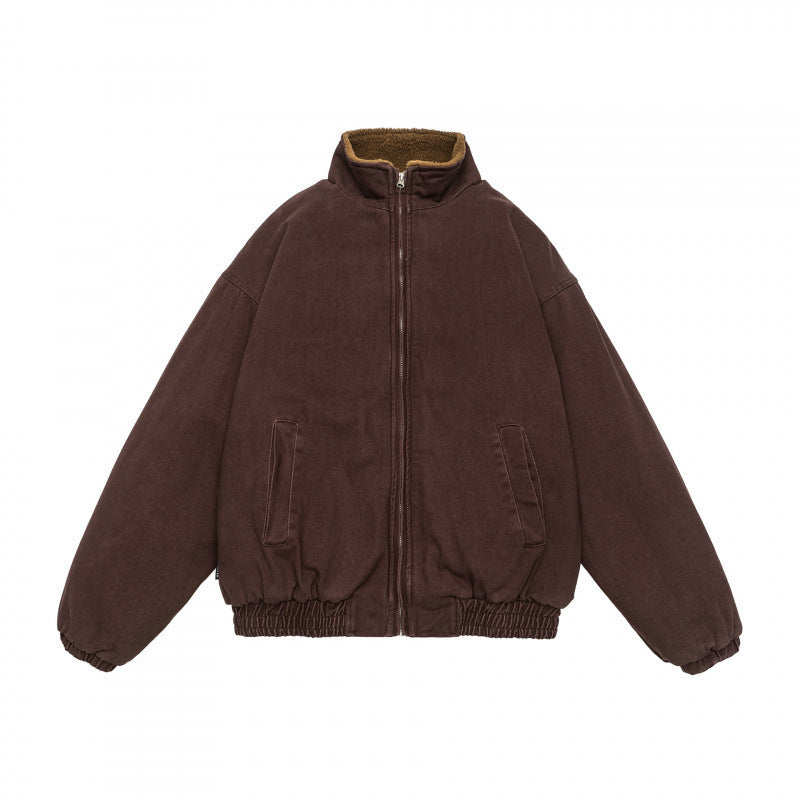 Men's padded wide cut winter jacket with sherpa lining and stand-up collar Mune Fashion