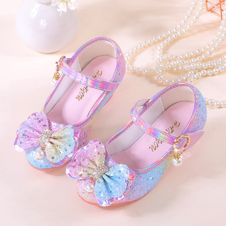 Girl Elegant Ballerina Shoes with Sparkling Bows and Rhinestones Mune Fashion