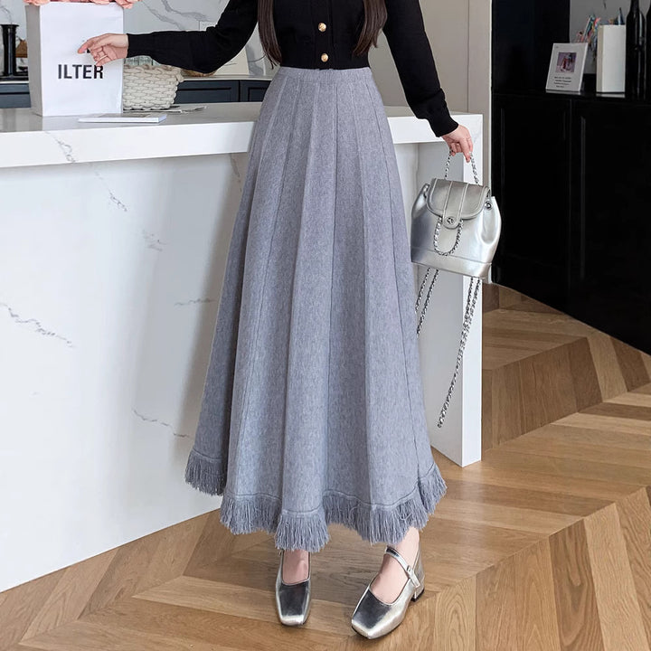 Women's Elegant Maxi Skirt with Fringes Mune Fashion
