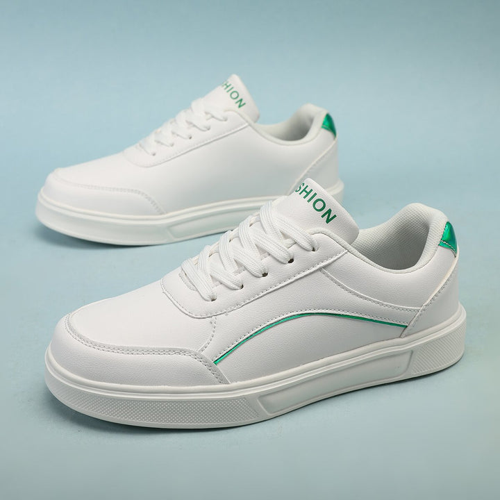 Women's low-cut faux leather sneakers with holographic heel trim Mune Fashion