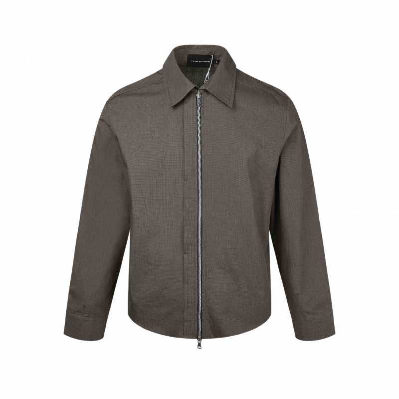 Men's Boxy Shirt Jacket with Two-Way Metal Zipper and Fine Structure Quality Mune Fashion