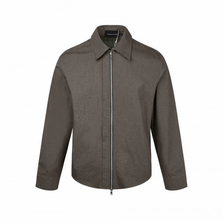 Men's Boxy Shirt Jacket with Two-Way Metal Zipper and Fine Structure Quality Mune Fashion