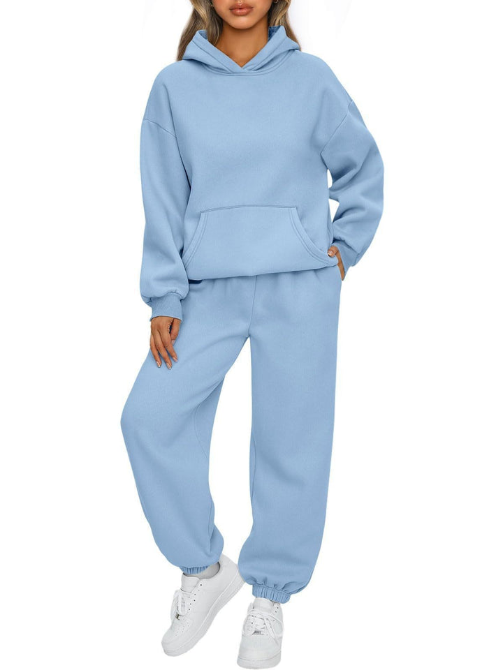 Women's cozy lounge jogging suit set with oversized hoodie and elastic high-waist jogging pants Mune Fashion