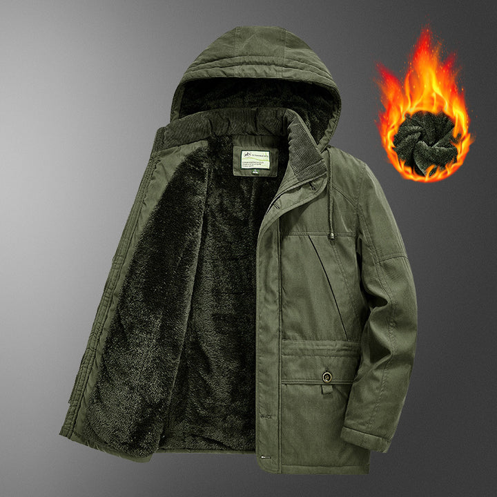 Men's insulated hooded parka with thermo teddy lining, windproof cotton blend outer shell, and multiple pockets Mune Fashion