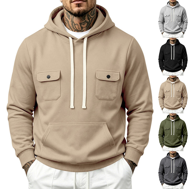 Men's hooded sweatshirt with double chest pockets and kangaroo pocket Mune Fashion