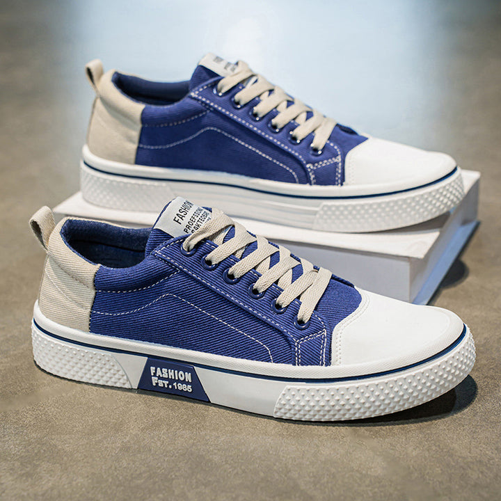 Men's Low-Top Canvas Platform Sneaker with Treaded Rubber Sole and Reinforced Toe Cap Mune Fashion