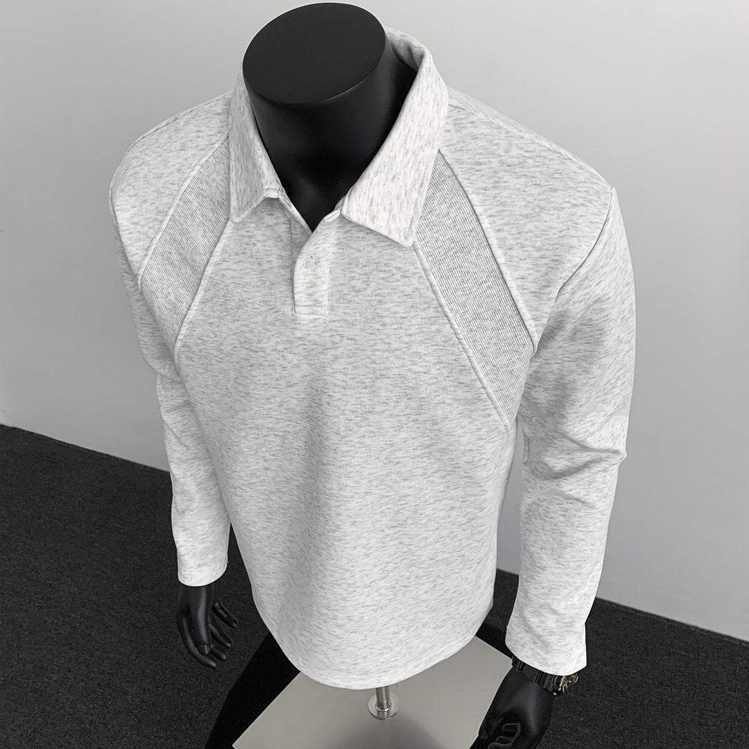 Men's Long Sleeve Polo with Half Placket, Raglan Seams and Structure Panels Mune Fashion