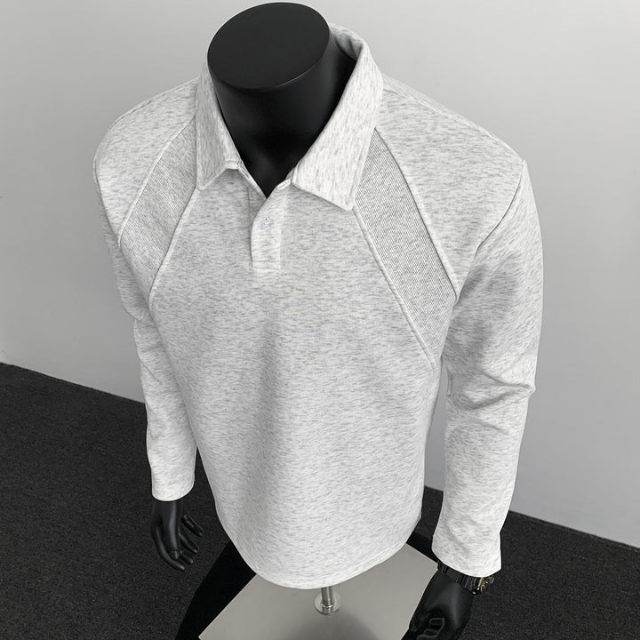 Men's Long Sleeve Polo with Half Placket, Raglan Seams and Structure Panels Mune Fashion