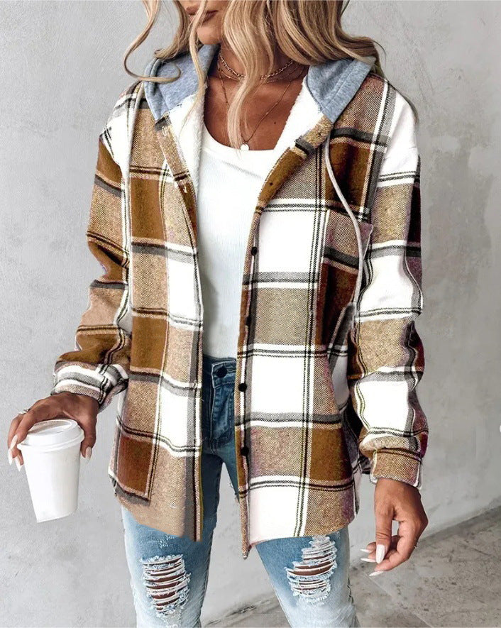 Women's hooded cardigan with stripes and snap button placket Mune Fashion