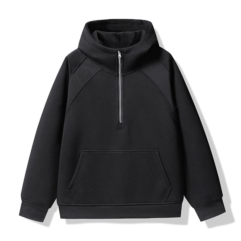 Unisex Half-zip Hoodie with High Collar, Kangaroo Pocket & Ribbed Cuffs Mune Fashion