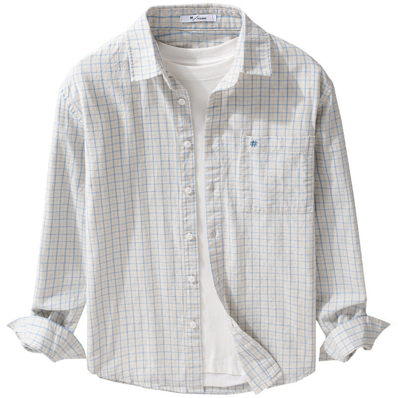 Men's Checked Lightweight Cotton Shirt with Chest Pocket and Relaxed Fit Mune Fashion