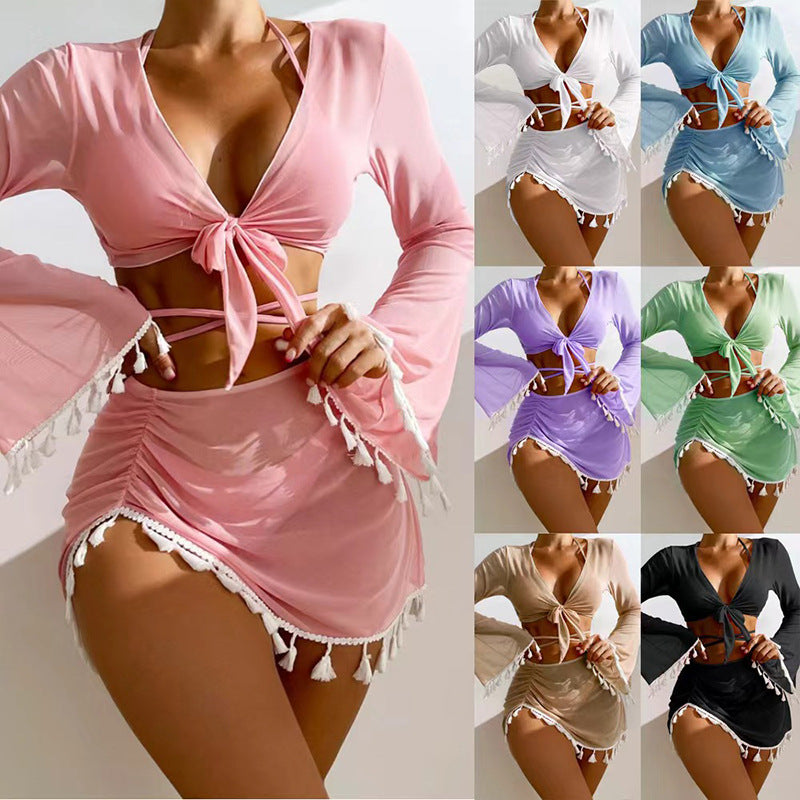 Women's bathing set with casual cropped top and charming skirt Mune Fashion
