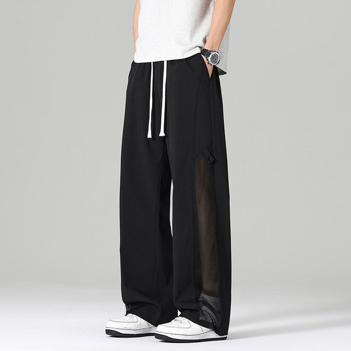 Men's leisure pants with mesh details