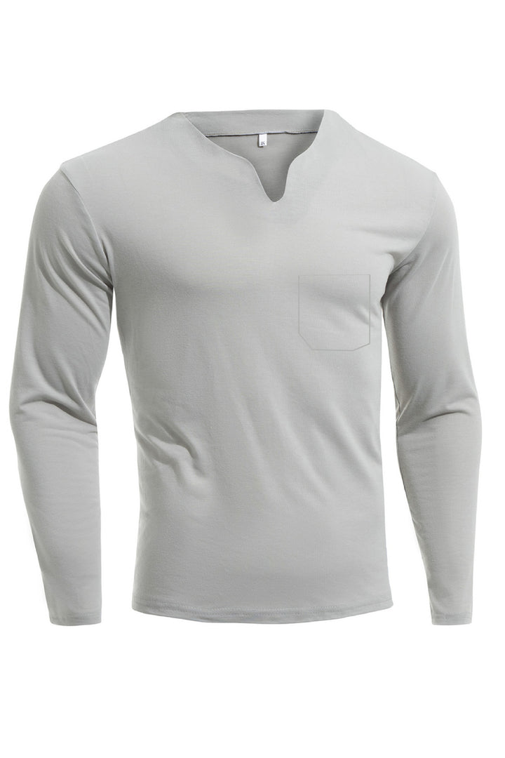 Men's long sleeve shirt with V-neck Slim Fit cotton blend and elastic comfort waistband Mune Fashion