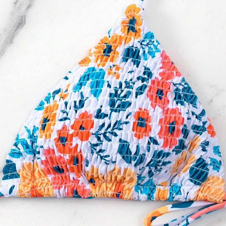 Women's triangle bikini with laced design and colorful pattern Mune Fashion