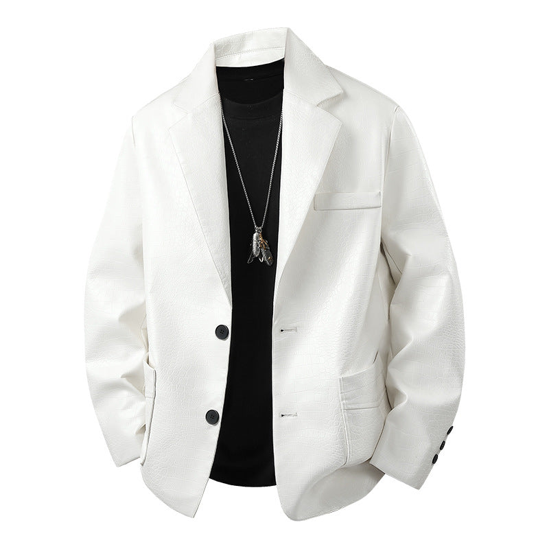 Men's Fashionable Faux Leather Jacket with Elegant Cut Mune Fashion