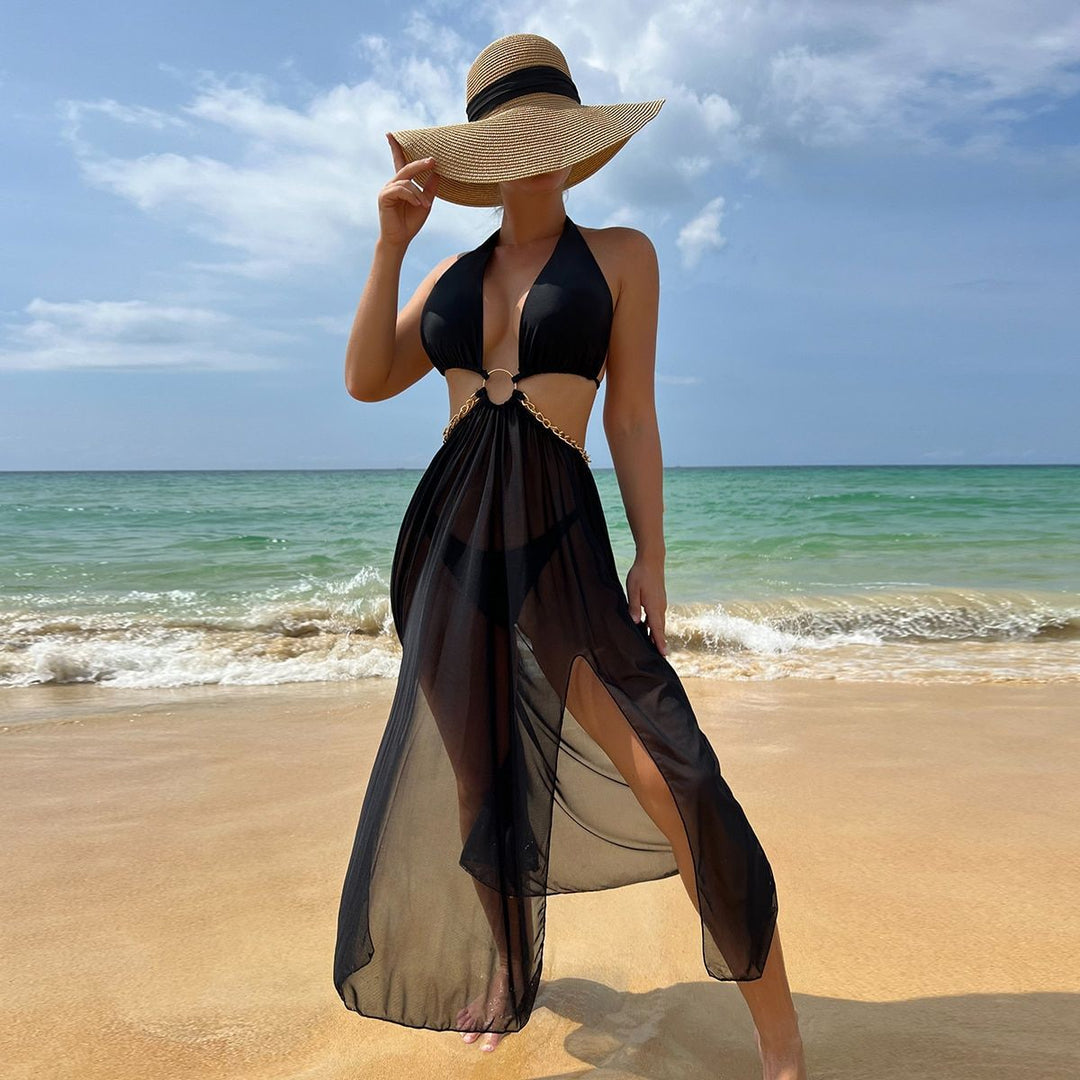 Women's Transparent Beach Cover-Up with Fashionable Accents Mune Fashion