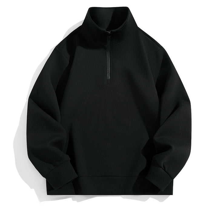 Men's Oversized Half-Zip Sweatshirt with High Stand-Up Collar, Heavy French Terry and Minimalist Design Mune Fashion