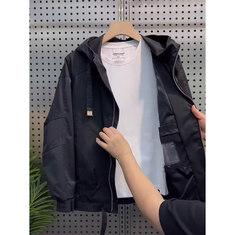 Men's Lightweight Utility-Style Hooded Jacket with Interior Organization and Front Zipper Mune Fashion