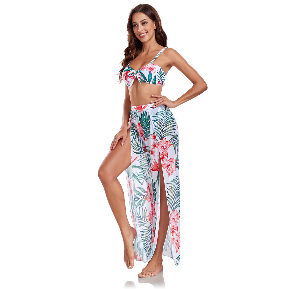 Women's bikini set with floral design and chic overlay Mune Fashion
