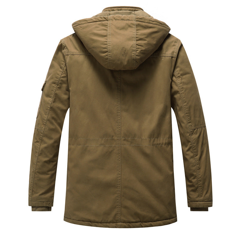 Men's canvas parka with quilted thermal lining, faux fur inner lining, and hood Mune Fashion