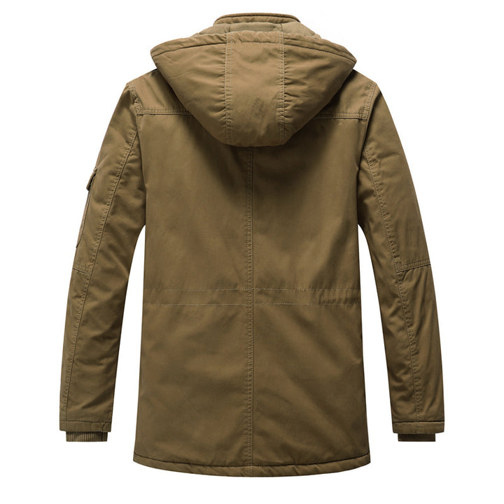 Men's canvas parka with quilted thermal lining, faux fur inner lining, and hood Mune Fashion