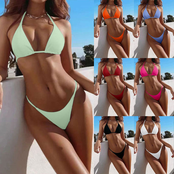 Women's triangle bikini with adjustable ties and stylish ribbed design Mune Fashion