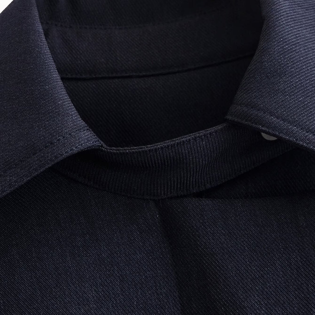 Women Boxy-Cropped Shirt Jacket with concealed placket and elastic hem Mune Fashion