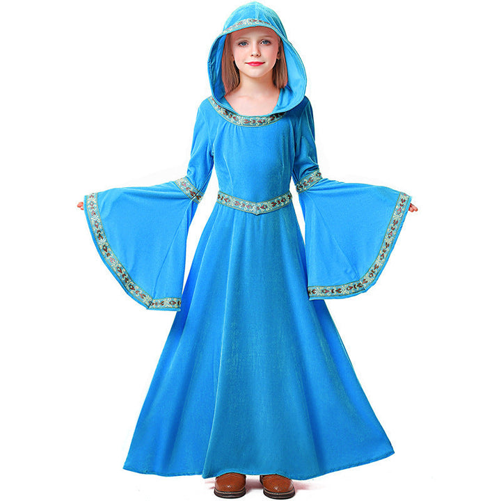 Girls Wizard Costume with Hood and Flared Sleeves Mune Fashion
