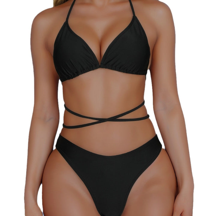Women Triangle Bikini Set with High Cut Legs and Stylish Cords Mune Fashion