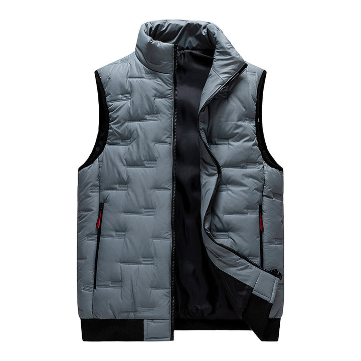 Men's Lightweight Thermal Quilted Vest with Box Quilting, Stand Collar and Elastic Hem Mune Fashion