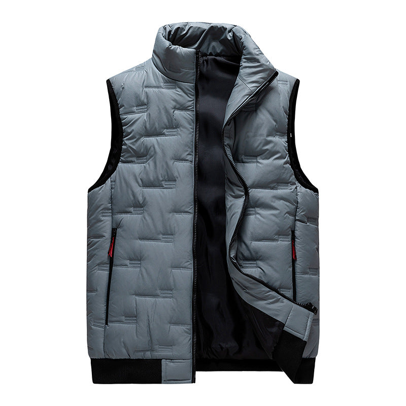 Men's quilted thermal vest with a high stand-up collar, windproof microfiber outer layer, and concealed zip pockets Mune Fashion