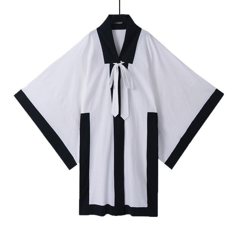 Unisex Oversize Kimono-Cardigan with contrast trim, tie belt and patch pockets Mune Fashion