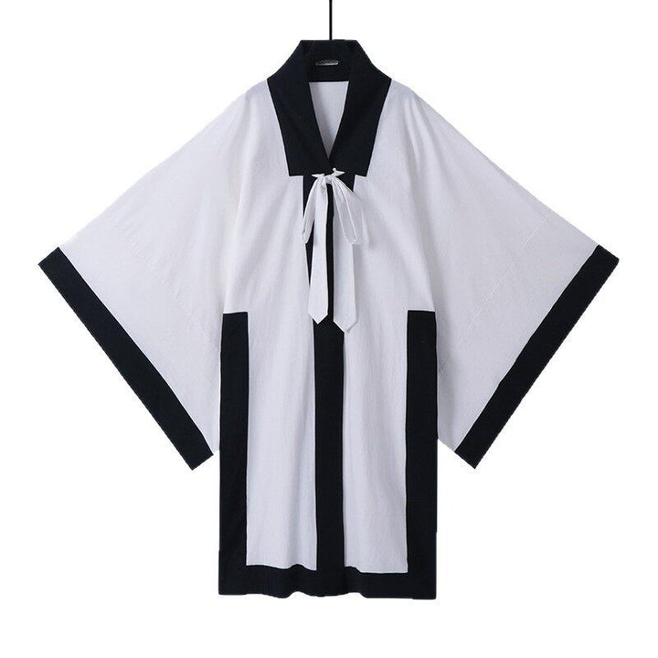 Unisex Oversize Kimono-Cardigan with contrast trim, tie belt and patch pockets Mune Fashion