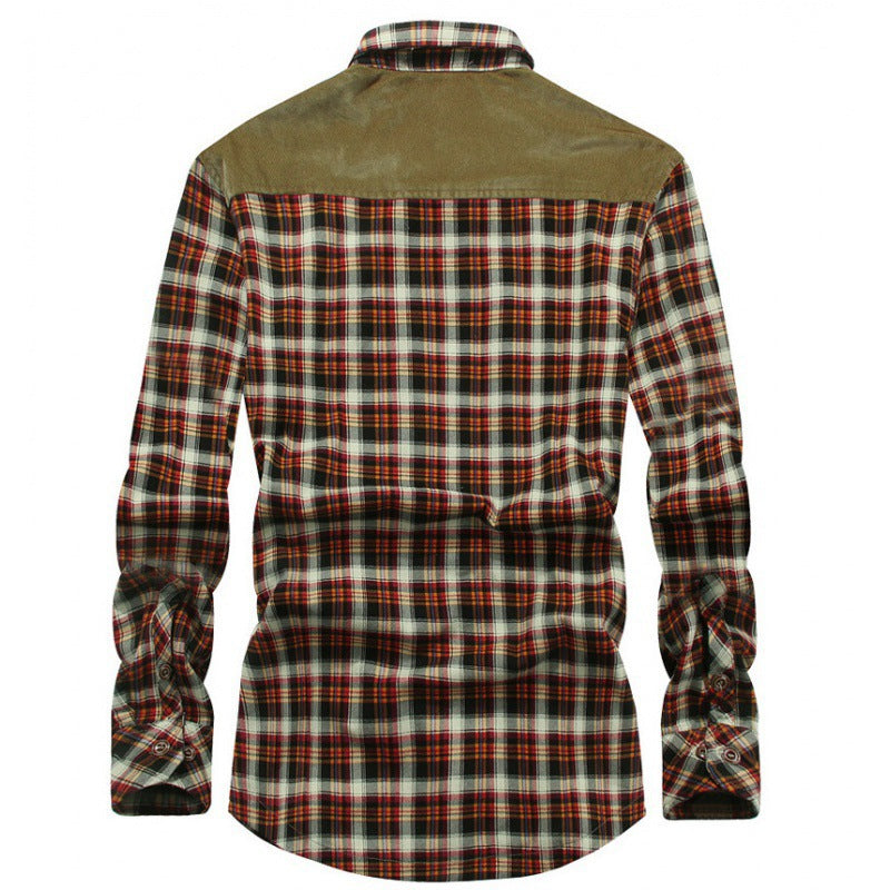 Men's checked thermal shirt with teddy lining, cord trim and chest flap pockets Mune Fashion