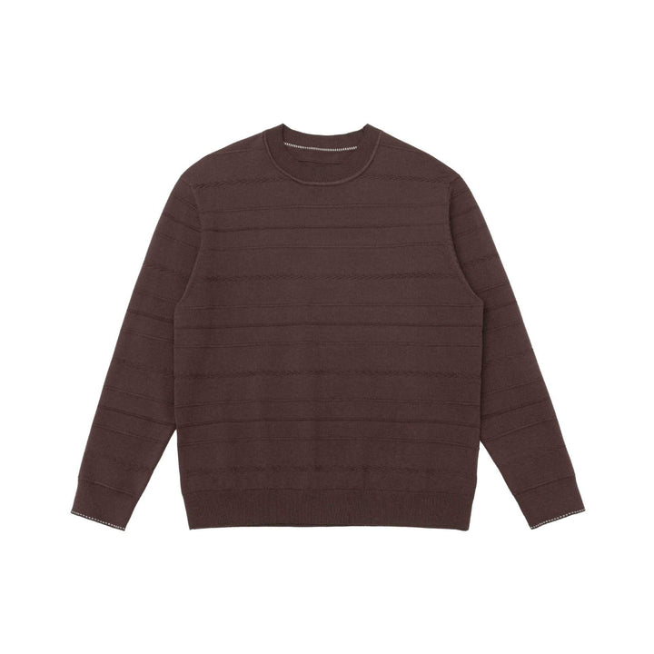 Unisex Lightweight Crew Neck Sweater made of Cotton Blend with Subtle Striped Texture and Ribbed Hem