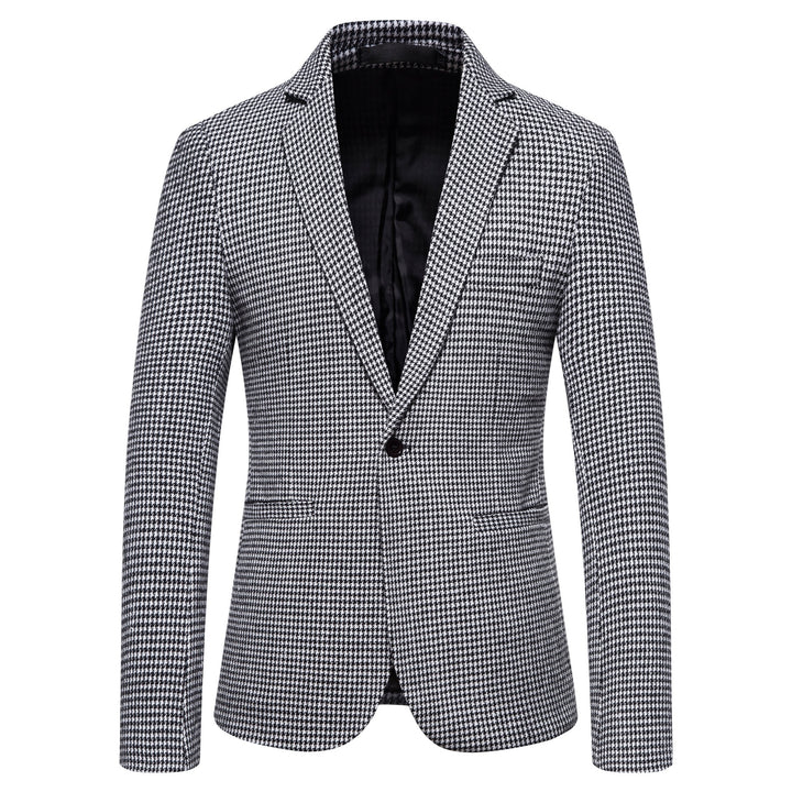 Men's slim-fit single-breasted blazer with houndstooth pattern and narrow lapel Mune Fashion