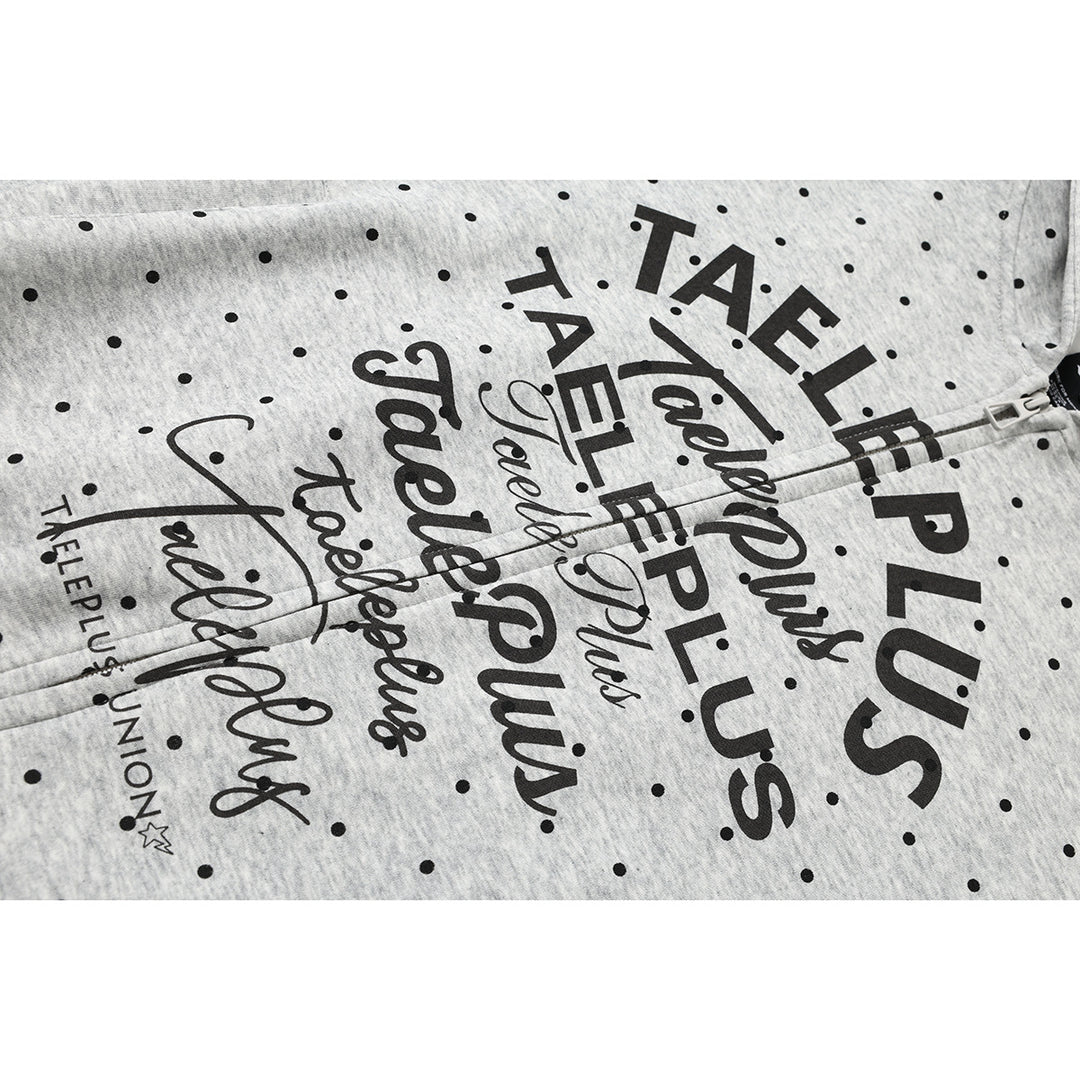 Women's Hooded Sweat Jacket with Full Zip, All-over Polka Dot Pattern and Multiple Logo Designs Mune Fashion