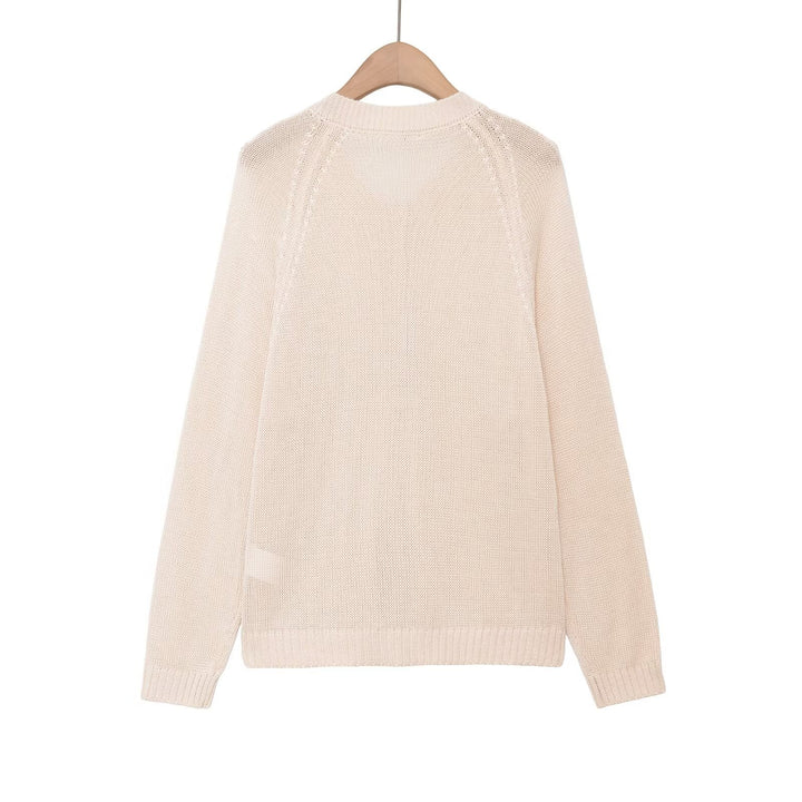 Women's fine knit Henley pullover with button placket and raglan sleeves Mune Fashion