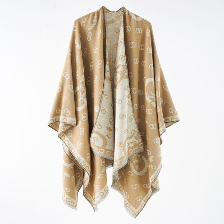 Women's Reversible Jacquard Wrap with Fringe and Generous Wrap Silhouette Mune Fashion